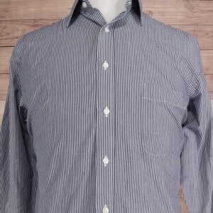 Stafford Dress Shirt Mens Fitted 16 32/33 Blue Easy Care Broadcloth Travel